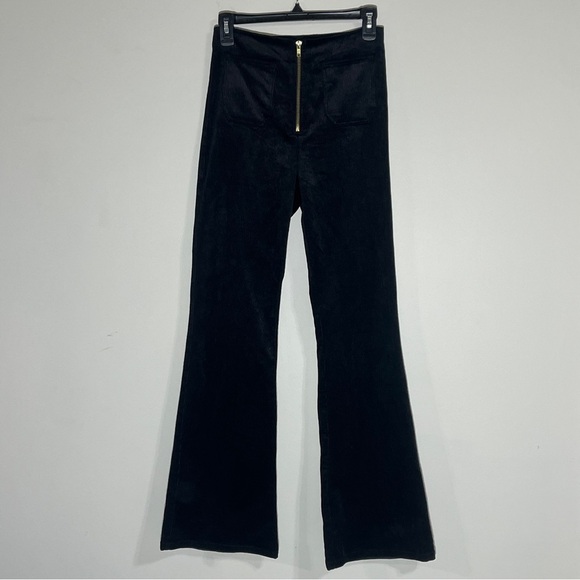Wild Honey Flared Corduroy Pants Front Zipper and Pockets Black Size Small - Picture 1 of 10